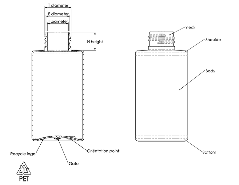Dimensión de las Botellas de PET