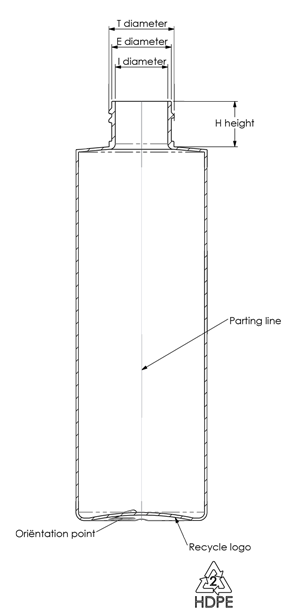 HDPE bottle H demension