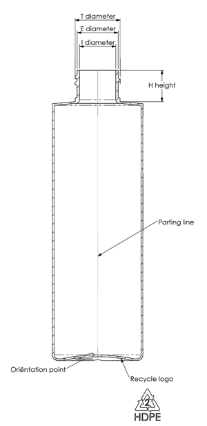 PEHD flacons dimension