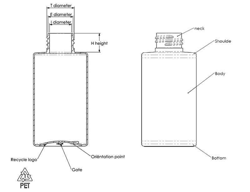 PET Flasche Maßzeichnung